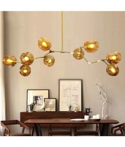 Đèn thả thủy tinh 9 bóng thân vàng LM22192A